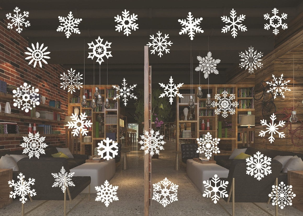 Decal Christmas Decal Snow Flakes CHRISTMAS Decal WALL OR WINDOW
