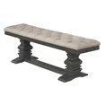 thumbnail image 1 of Beige Linen Fabric Dining Bench in Dark Gray Wood and Tufted Seats, 1 of 2