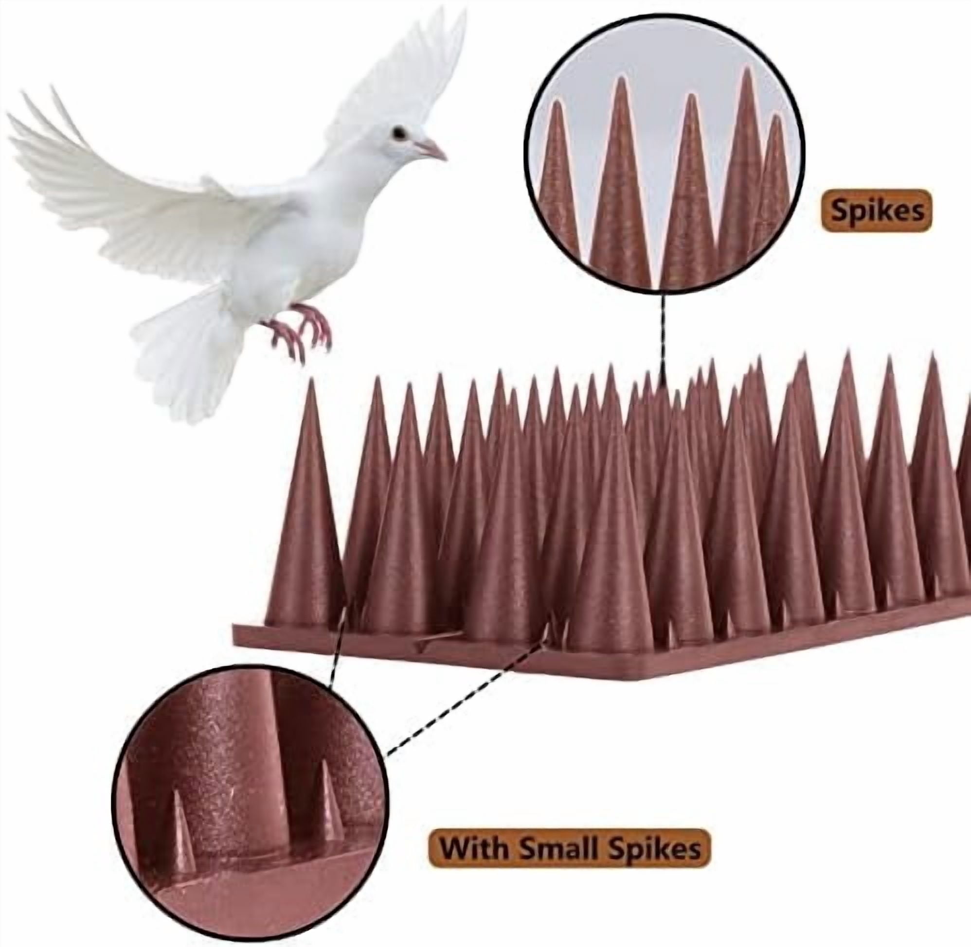 Bird Spikes, 20 Pack Bird Guard Spikes for Squirrel Cat Raccoon and Other Small Animals, Pigeon Spikes for Outdoor Fences and Roofs, Durable Plastic Bird Barrier Strips