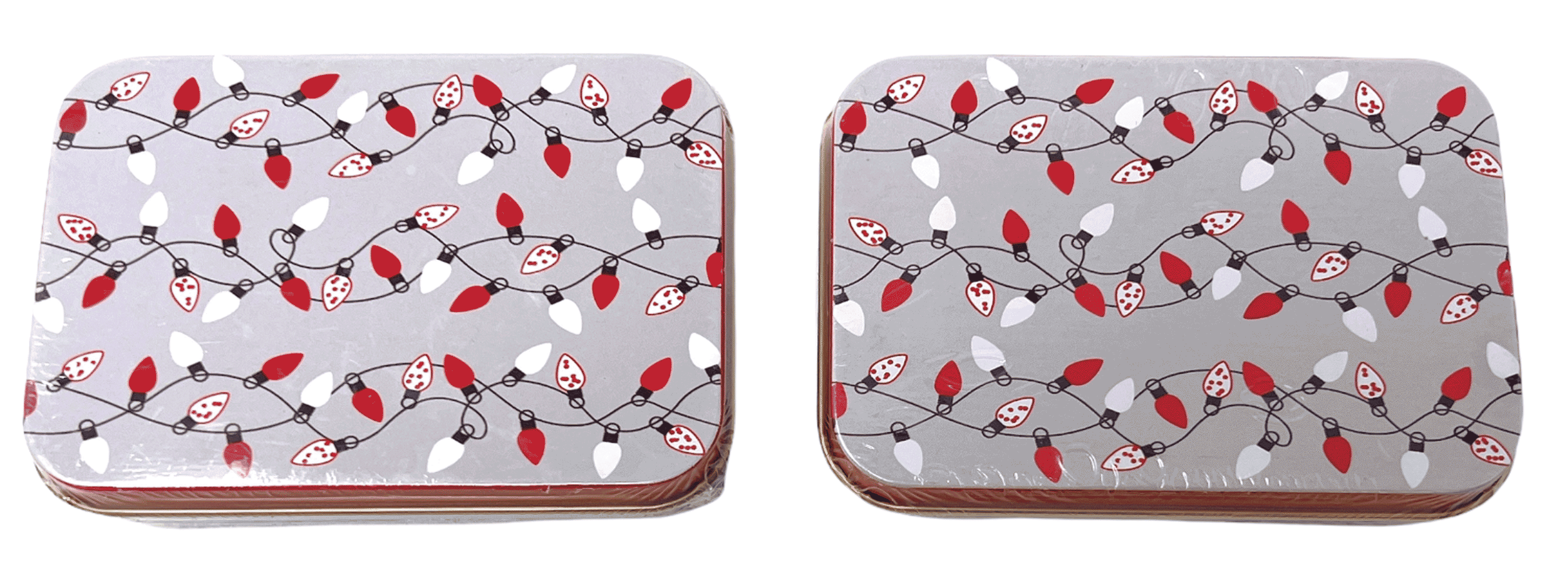 Northeast Home Goods Christmas Holiday Gift Card Tin Box, 2Pack (String Lights)