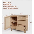 thumbnail image 4 of Yiwa Rattan Buffet Sideboard Cabinet with 3 Drawers and Shelf for Entryway, Living Room, Office, Natural, 4 of 7