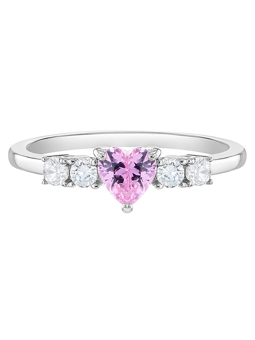 925 Sterling Silver Pink and Clear Cubic Zirconia Ring 