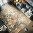 thumbnail image 4 of Ambesonne Floral Art Decorative Rug Carpet, Flowers Victorian Leaves, 2' x 5', Salmon Blue Grey Eggshell, 4 of 5