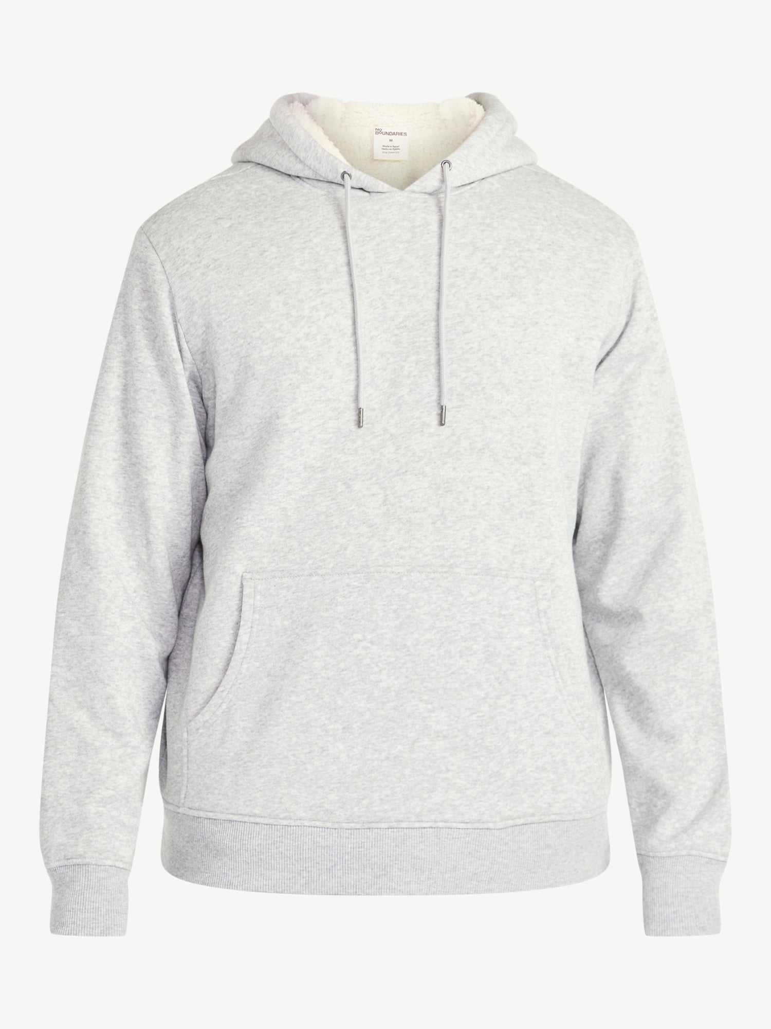 No Boundaries Men's & Big Men's High Pile Fleece Faux Shearling Lined Fleece Hoodie Sweatshirt, Sizes XS-5XL