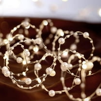 LED Pearl Beads String Lights, Battery Powered Pearls Garland Fairy Light for Christmas, Wedding, Birthday, New Year Decoration (9.8FT 30 LED)
