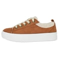 thumbnail image 2 of Soda Flat Women's Shoes Lace Up Loafers Casual Sneakers Synthetic Fur Hidden Flatform ENDEAR-G Suede Brown Tan 8.5, 2 of 5