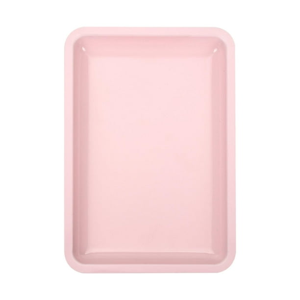 Bandeja de tocador para baño, bandeja de herramientas de escritorio para decoración de uñas, bandeja de almacenamiento decorativa para mesita de noche Rosa