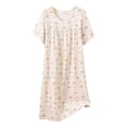 thumbnail image 1 of Chemise de Nuit pour Femmes, Manches Courtes à Col Rond Imprimé, Robe d'Allaitement, Rayonne Spandex Douce, Robe de Détente Longueur Genou, 1 of 5