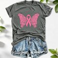 thumbnail image 2 of Womens Basic T Shirt Crew Neck Butterfly Ribbon Print Casual Short Sleeve Summer Fashion Tee Workout Shirts Tops, 2 of 3