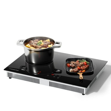 Double Induction Cooktop 1800W Induction Stove Top 2 Burners for Cooking, Sumaki Built-in Electric Cooktops With 9 Power Levels