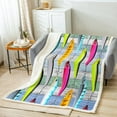 thumbnail image 2 of YST Colorful Fish Throw Blanket Baby Size, Fish Hook Fishing Fleece Blanket for Bed Couch, Western Rustic Farmhouse Sherpa Blanket Cabin Lodge Decor, Soft Microfiber Plush Bed Blanket, 2 of 6