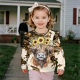 thumbnail image 4 of Xixirimido Aztec Tribe Highland Cattle Sunflower Print Toddler Girls Sweatshirt Ruffle Shoulder Long Sleeve Sweatshirts Graphic Pullover Top Girls Sweater Casual Fall Winter Clothes, for 7-8Y, 4 of 7