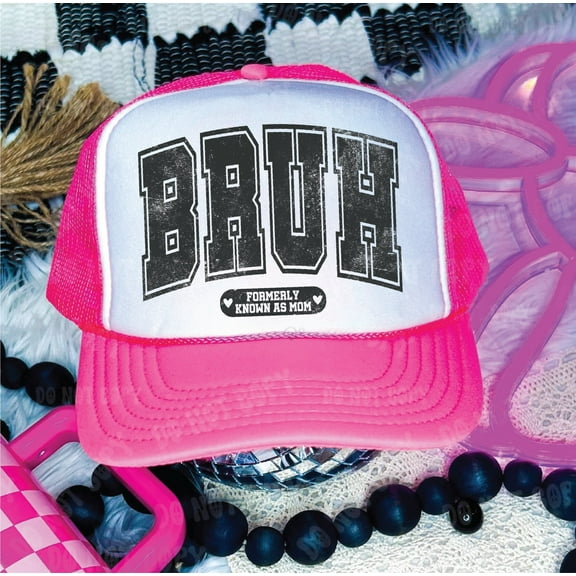Southern Attitude Designs- Bruh Neon Pink & White Unisex Foam Trucker Hat