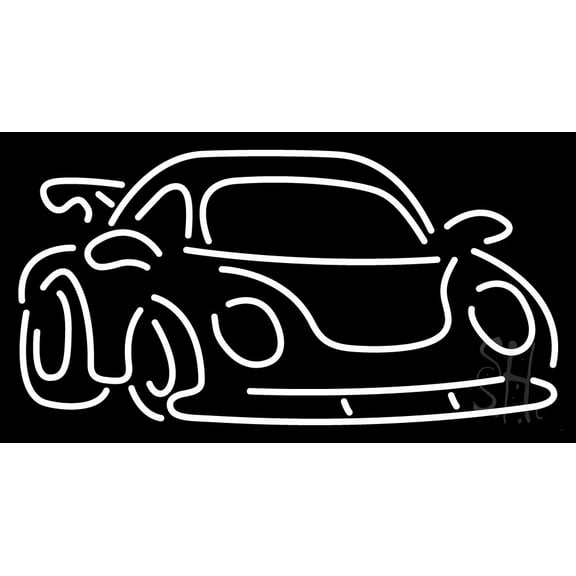 White Car Logo LED Neon Sign 20 x 37 - inches, Clear Edge Cut Acrylic Backing, with Dimmer - Bright and Premium built indoor LED Neon Sign for automotive store, and mall.