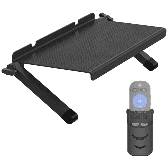 ROSEXIXI TV Top Shelf, 11.8 Inch Black Tool-Free Adjustable Non-Slip Router Holder with Storage