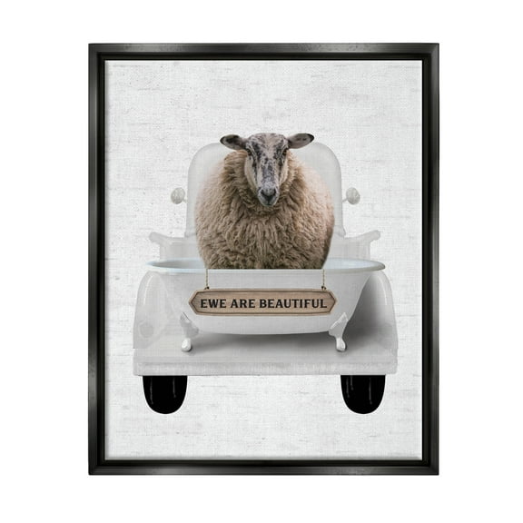 Stupell Industries Ewe Are Beautiful Phrase Animals & Insects Painting Black Floater Framed Art Print Wall Art, 17 x 21