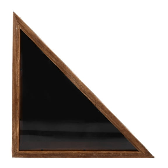 Brown Wood Flag Display Case for Storage with Craftsmanship and Protective Cover 7.5 Inches