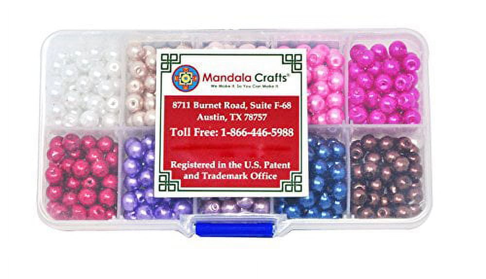 Glass Pearl Beads for Jewelry Making, Faux Pearls for Crafts with Hole  Assortment Kit 500 PCs Bulk Pack by Mandala Crafts ( Combo 1, 6mm) 