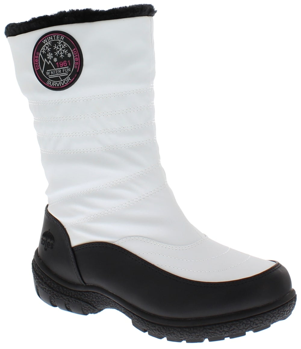 totes - Totes Women's Cheryl Black Waterproof Fur Snow Boots White Size 10 - Walmart.com