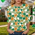 thumbnail image 2 of UngA St Patrick's Day Shirt Women Green Shamrock Irish Shirts 3/4 Length Sleeve Print Tops Funny Graphic Tshirts,Size L, 2 of 8