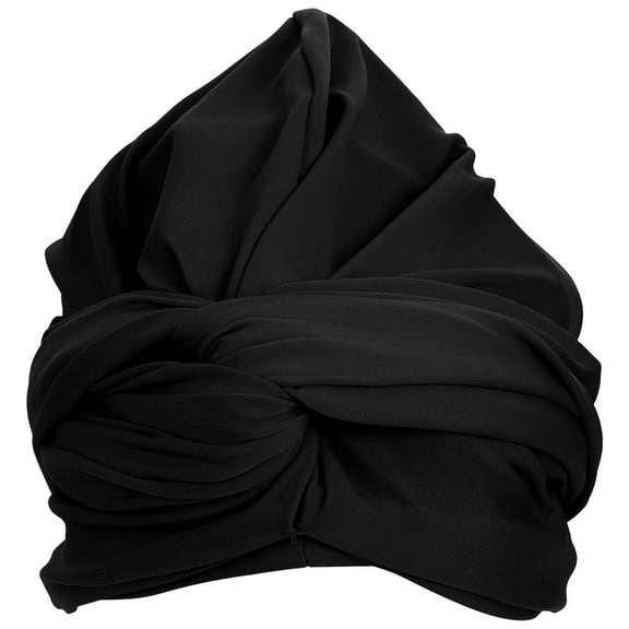 Worgeous 1Pack Black Polyester Silicone Swimming Cap for Women to Keep Hair Dry with Ruffled Waterproof