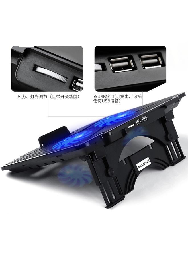 Laptop Cooler Black,Laptop Cooling Pad for 15.6 14 13 Inch, Laptop Cooler Stand with 2 Quiet Cooling Fans and Adjustable Height, Dual USB 2.0 Ports and the Wind Speed Adjustable