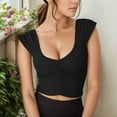 thumbnail image 2 of Sujetador deportivo largo acolchado para mujer - Top de entrenamiento de yoga con aberturas, camiseta sin mangas con tirantes para gimnasio, 2 of 5
