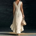 thumbnail image 4 of Delayuji Women's Summer Dress Ruffled Hem Sleeveless V Neck Tank Dress Long Dresses Beach Vacation Dress Wedding Guest Dresses, 4 of 4