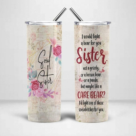 Best Friends New Tumbler, Soul Sister Tumbler, Adorable Friendship Present Idea for Women and Girls, Skinny Tumbler with Lid for Friends, Roommate, BFF in Birthday, Anniversary