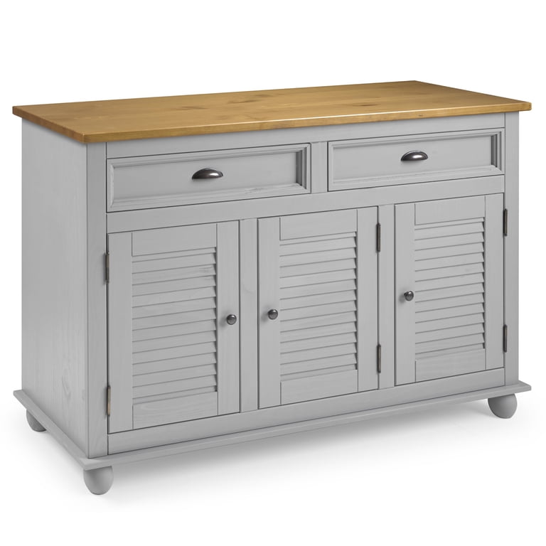 OSHOME Farmhouse Solid Pine Buffet/Sideboard Cabinet with Drawers