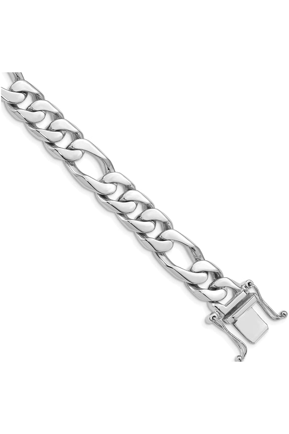 14K White Gold 10mm Hand-Polished Figaro Link Chain (8 X 10) Made In Peru wlk110-8