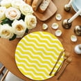 thumbnail image 2 of Yellow Moire Round 13 Inch Placemats Set of 6, Water Ripple Stripe Farmhouse HeatResistant Non Slip Place Mats for Dining Table, Wipeable Braided Kitchen Table Mats for Housewarming, 2 of 9