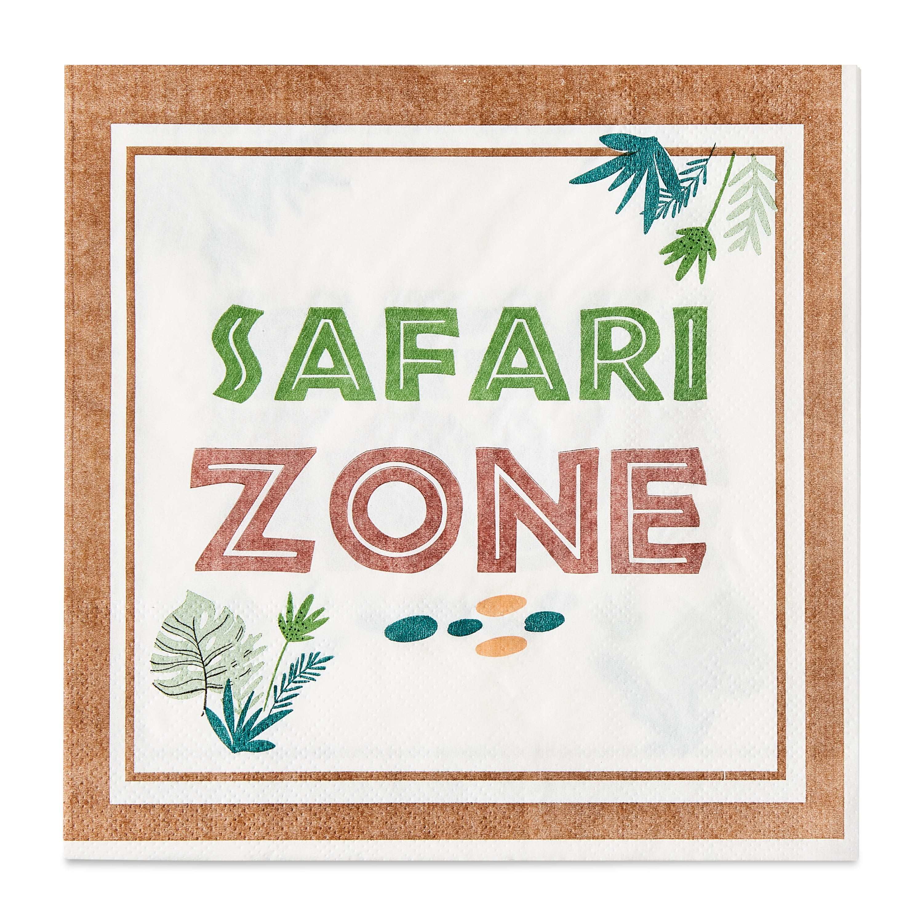 6.5" x 6.5" Disposable Multicolor Safari Zone Paper Napkins, 16 Count, by Way To Celebrate