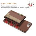 thumbnail image 3 of Allytechgroup 2-in-1 Magnetic Wallet Case for Apple iPhone 8 Plus/7 Plus, Detachable Card Holder with Zipper Pocket RFID Blocking Kickstand PU Leather Protective Flip Cover with 6 Slots, Brown, 3 of 6