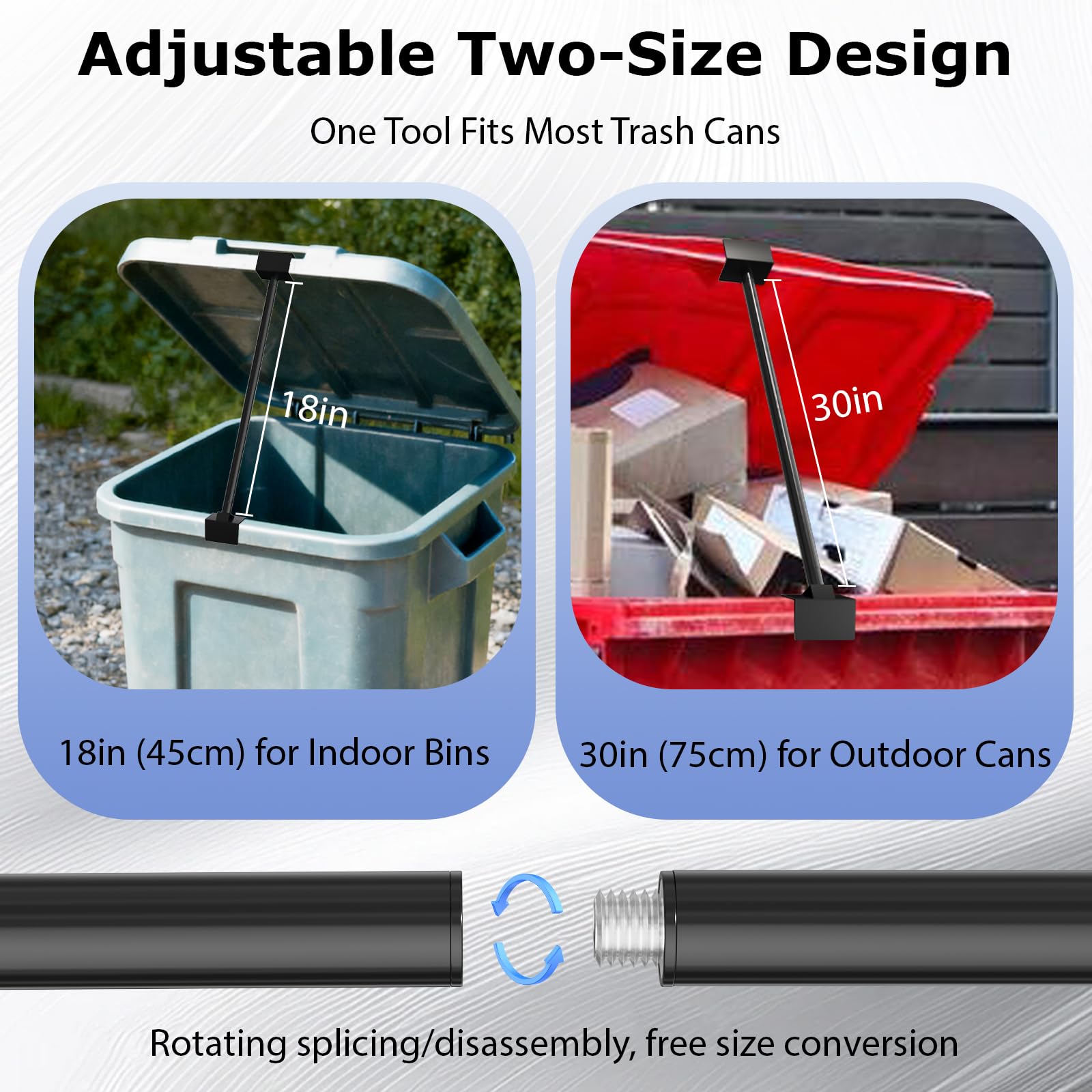 Adjustable Trash Can Lid Holder, All-Metal Rust-Resistant Garbage Bin Lid Support Bar
