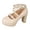 Beige, variant on Women's Flower Platform High Heels Strappy Dress Shoes Bride Wedding Elegant Casual Leather Chunky Block Heeled Pumps Spring Fall Dressy Footwear White Size 6