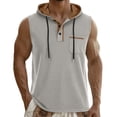 thumbnail image 3 of HappyYEE Men's Hooded Tank Tops Pullover Sleeveless Shirts with Drawstring Workout Gym Training Athletic Tank Top Gray M, 3 of 9