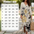 thumbnail image 6 of COEQINE Boho Chic Dress for Women 3/4 Sleeve Wrap V-Neck Flowy Midi Tunic Sundress, Loose Casual Beach Church Dress, Wrinkle Resistant, Size L, Ink Yellow Peony Cat, 6 of 6