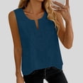 thumbnail image 6 of Lmueinov Tank Tops for Women Boho V-Neck Cotton Summer Shirt Relaxed Fit Sleeveless Blouse Womens Trendy Casual Work Soft Basic Shirt, 6 of 7