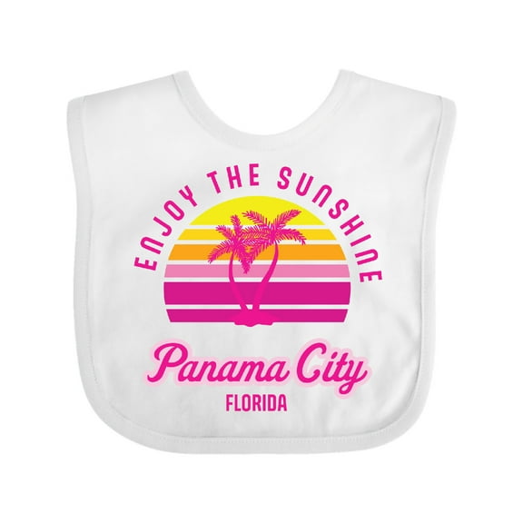 Inktastic Summer Enjoy the Sunshine Panama City Florida in Pink Boys or Girls Baby Bib