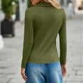 thumbnail image 3 of Womens Long Sleeve Polo Shirts Business Work Casual V Neck Collared Tops Button Down Loose Fit Tees Shirts Army Green M, 3 of 4