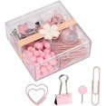 thumbnail image 2 of Cute Thumb Tacks Paper Clip Binder Clips Push Pins Set Assorted Size Metal Clips In Plastic Holder Decorative Desk Accessorries, 2 of 5