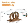 thumbnail image 3 of Sudica Rectangle Glass Coffee Table, Modern 47"x25" Tempered Glass Top Tea Table for Living Room, Wood Base, 3 of 6