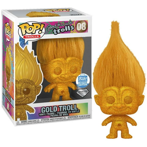 Funko Pop 08 Good Luck Trolls Gold Troll Diamond Limited Edition Figure