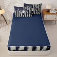 thumbnail image 4 of Manfei Vintage Flag Zipper Full Size Comforter Sets with Fitted Sheet and 2 Pillowcases,Wild Deer Zipper Bedding Set,Navy White,Navy Blue Reversible,4pcs, 4 of 8