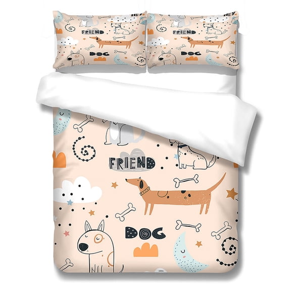 Guardoinrt 3 Pieces Bedding Comforter Sets Quilt Covers Pillowcases Bedroom Cute Puppy Sleeping Supplies Cartoons Bed Set LYSHDW2109250009 M