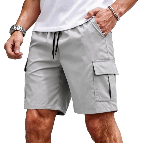 Lightweight Cargo Shorts for Men Relaxed fit Elastic Waist Athletic Shorts Stretchy Summer Casual Shorts with Pockets, M