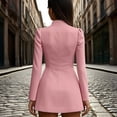 thumbnail image 2 of VIWORLD Women's Stand Collar Single-Breasted Slim Fit Formal Blazer Short Dress with Long Sleeves for Office Pink，L, 2 of 3