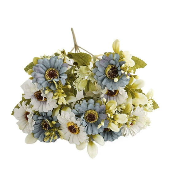 Artificial Sunflowers with Stems,10 Head Faux Silk Yellow Flower for Wedding Bouquet Floral Arrangement Table Centerpieces Home Office Garden Decoration(Blue) Harlik