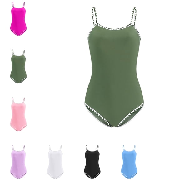 Tween Girls Green 1 Piece Beach Sport UPF 50 Swimsuit Color Block Strap Swimwear Girls Bathing Suit Adjustable Straps Padded Swimwear 11-12 Years
